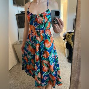Anthropologie Vibrant Midi Dress - Blue and Orange